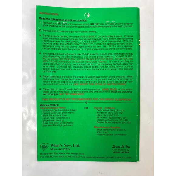 Holiday Dimension Kidz Collection Iron-On Fabric Appliqué Kit Santa Button Tree - Picture 3 of 8